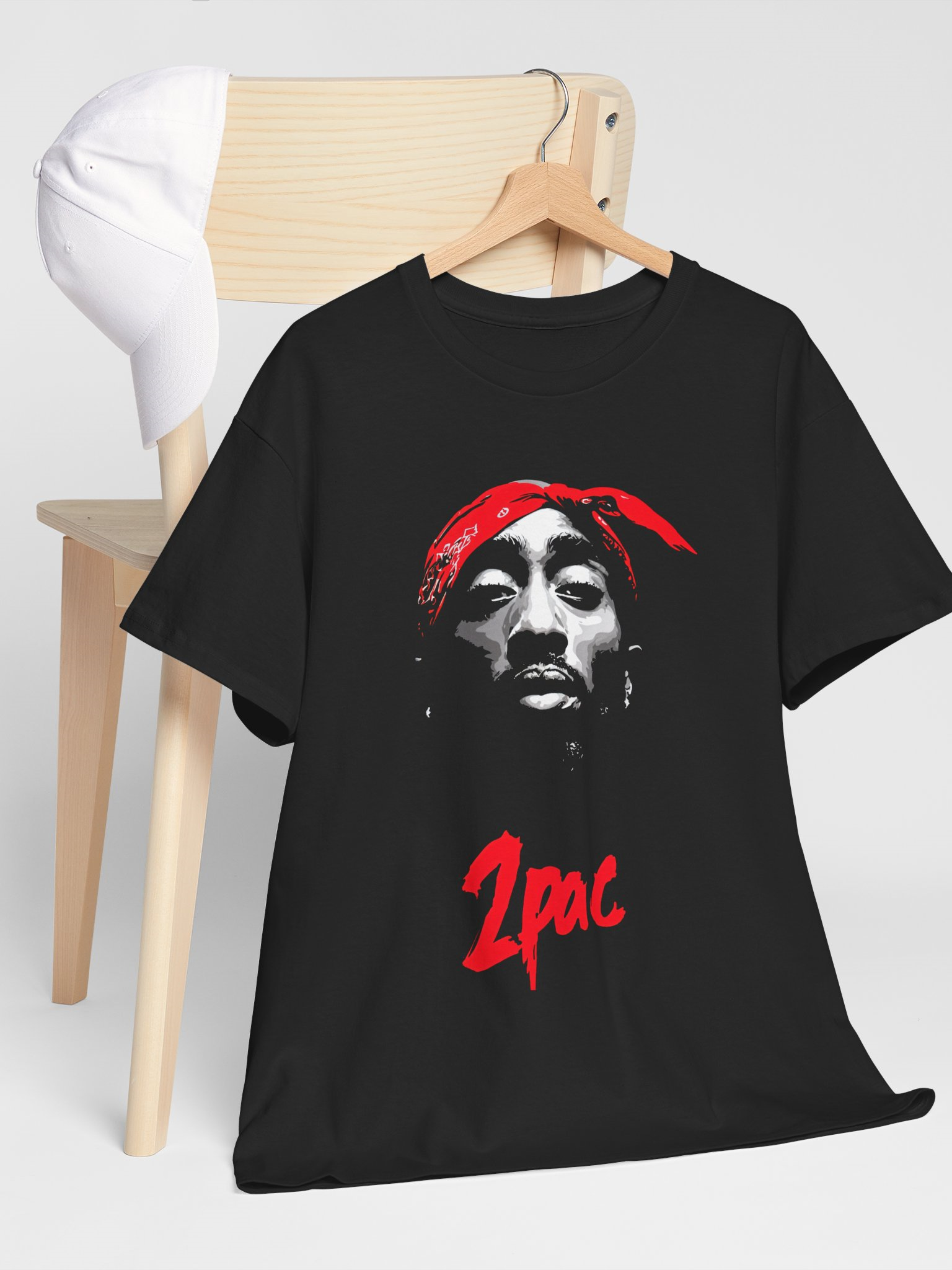 Erkaklar premium futbolkasi Topac "2Pac Shakur" printi bilan, qora rang, Мужская футболка премиум-класса с принтом 2Pac rasm 4