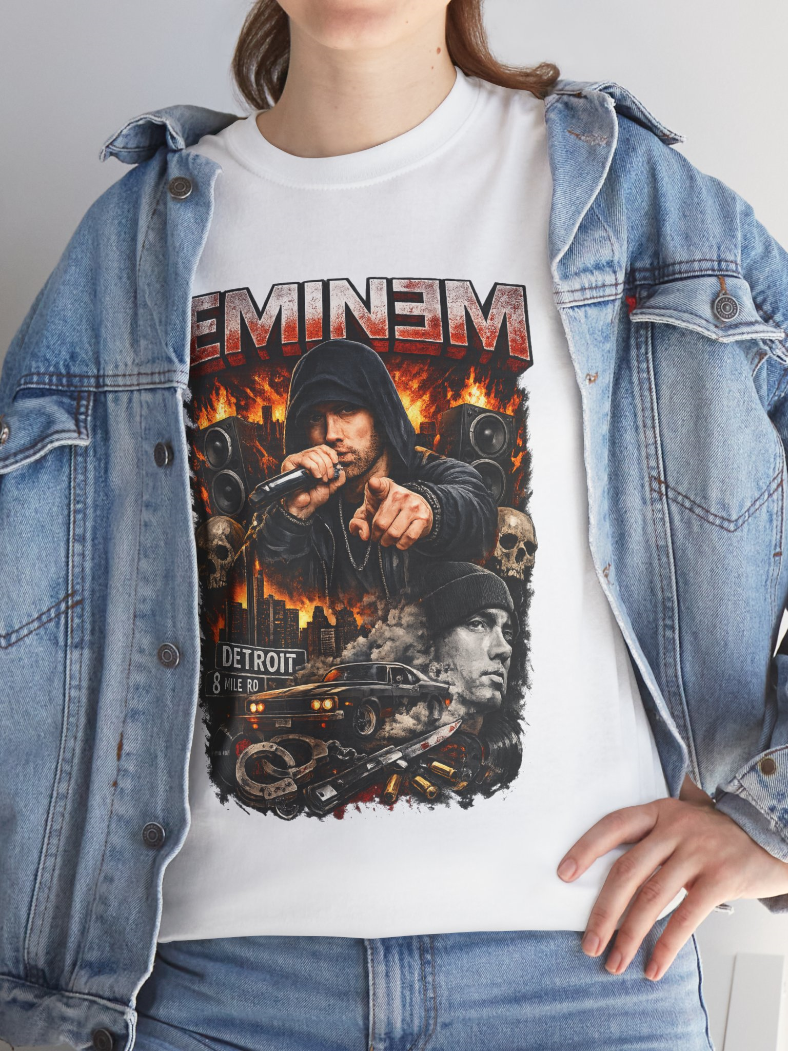 Eminem rep futbolkasi, UNISEX, Рэп-костюм Eminem, футболка с принтом, UNISEX