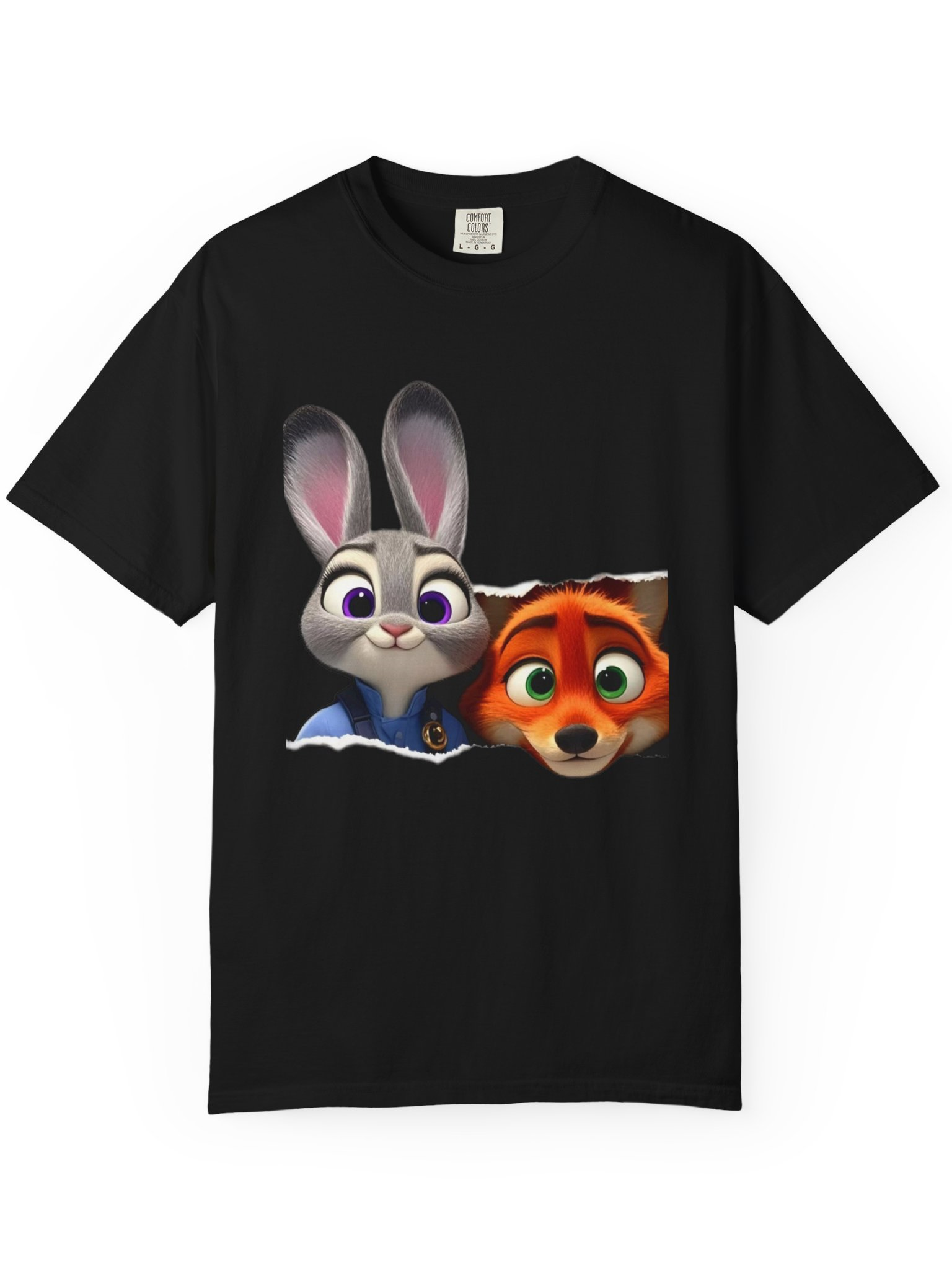 ZOOTOPIA futbolka, Cute Bunny & Fox dizayn. Premium style. Unisex futbolka rasm 3