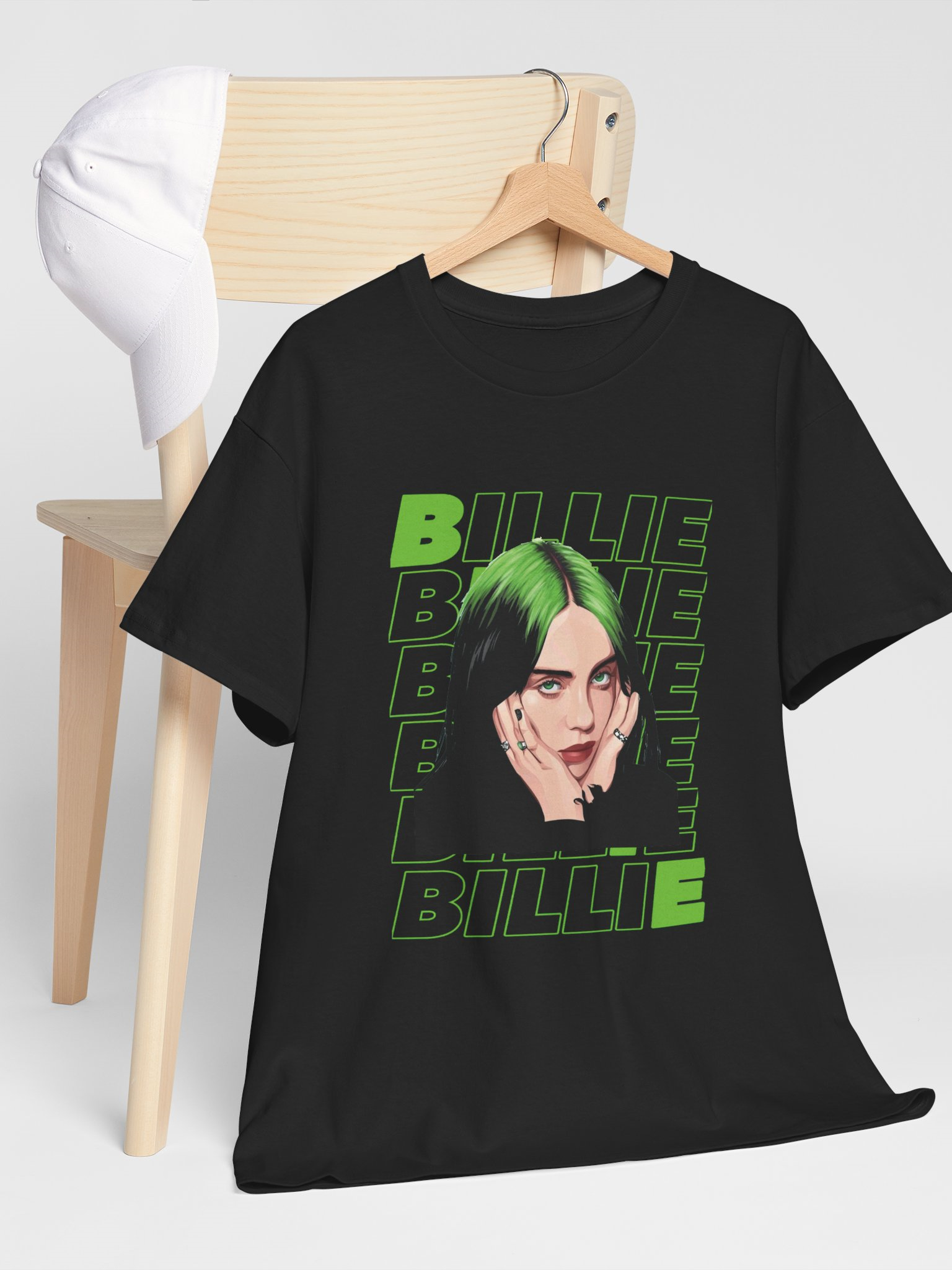 Billie Eilish Print Oversize Futbolka | Premium Paxta | Unisex | Qora Rang, Футболка оверсайз с принтом Билли Айлиш | хл