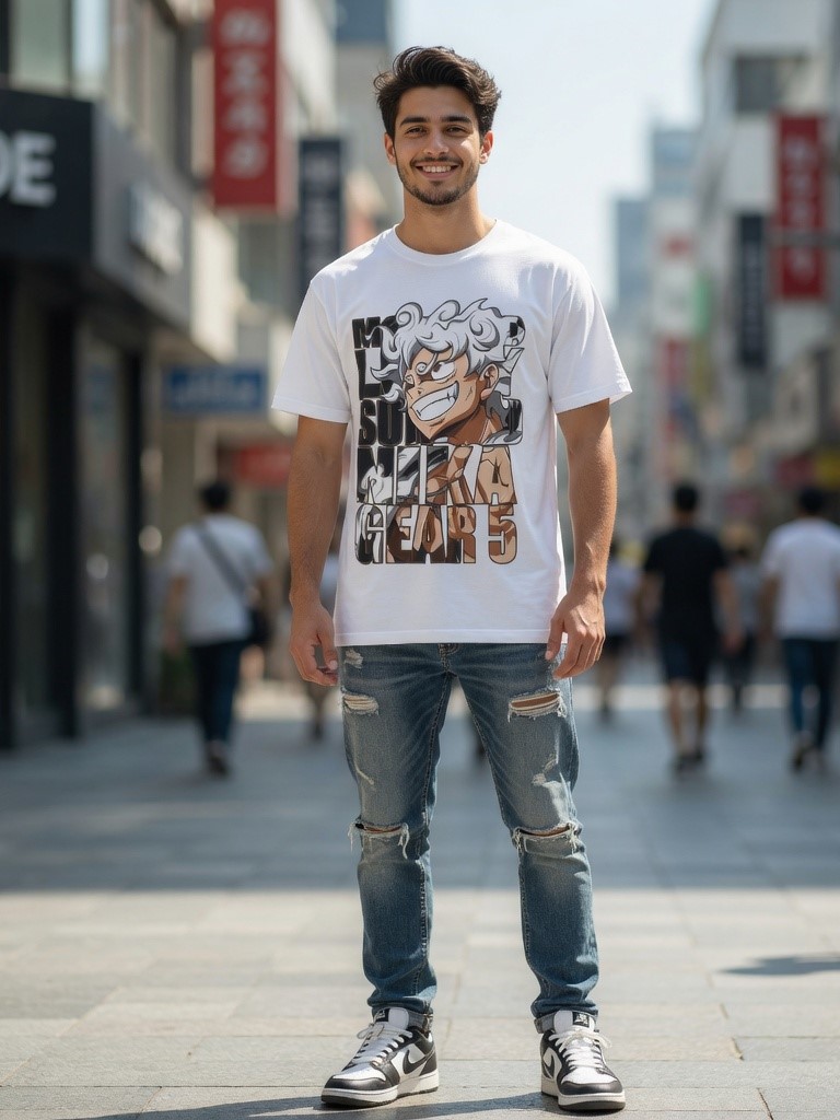 Futbolka Anime Monkey D. Luffy Gear 5 One Piece Futbolka | Anime qora Futbolka rasm 3